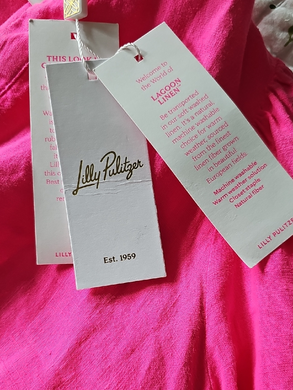 Lilly Pulitzer Pink V-Neck Linen Balloon Sleeve Blouse new - Picture 5 of 6